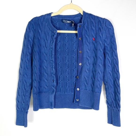 Polo by Ralph Lauren Cable Knit Long Sleeve Cardigan in Blue, Size Small - Picture 5 of 12